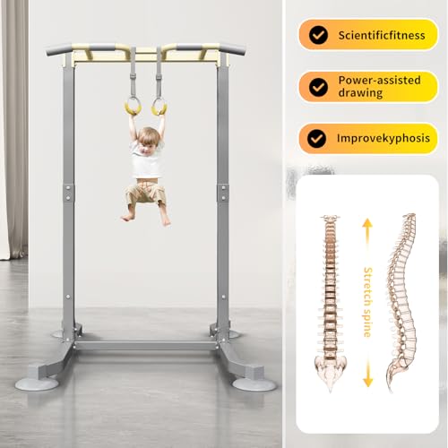 DONIUZ Gymnastic Rings, Both for Adults and Kids, Adjustable Strap Strength Home Exercise Gym Rings for Strength/Physical Training, Indoor Gym Anti -Slip Surface Design Rings