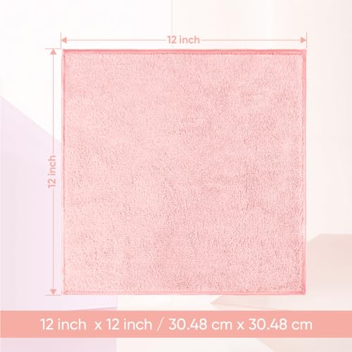 HOMEXCEL Microfiber Washcloths 12 Pack, Highly Absorbent and Soft Face Towel, Multi-Purpose Wash Cloths for Bathroom, Gym, Hotel, Spa and Kitchen, Multicolor 12x12 Inch, Pink - color: Pink