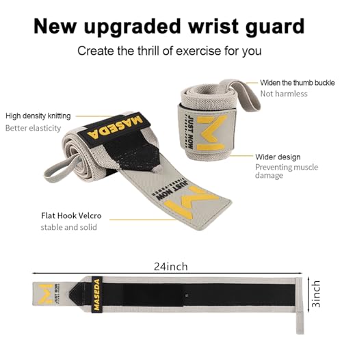 Pro-Grade Weightlifting Wrist Wraps (24") for Gym, Strength Training, and Powerlifting(1 Pair) - Heavy-Duty Thumb Loop Straps for Maximum Wrist Support in Bodybuilding & Fitness (Men & Women) - color: Grey&Black