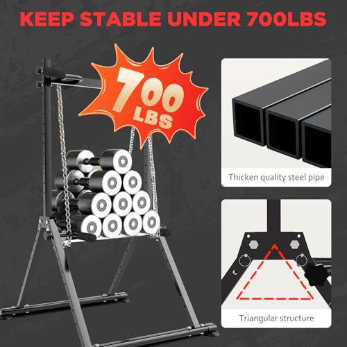 Tappio Folding Power Tower Dip Station Pull Up Bar, Multifunctional Pull Up Tower Adjustable Height, Triangular Structure Strength Training Workout Equipment for Home Gym Fitness