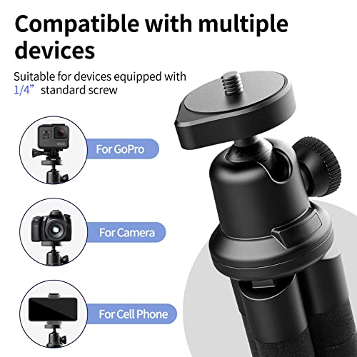 Aureday Phone Tripod, Flexible Tripod for iPhone and Android Cell Phone, Come with Wireless Remote and Clip for Video Recording/Vlogging/Selfie - color: Black
