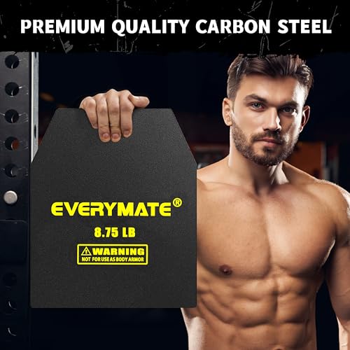 EVERYMATE Tactical Weighted Vest Plates – 3.75/5.75/8.75/14.5/19.75LB Pairs – Insert Weighted Vest Plates- Contoured Ergonomic Fit – WODs, Strength Training, Running, Weight Plates for Vest - color: 8.75LB*2, size: Straight