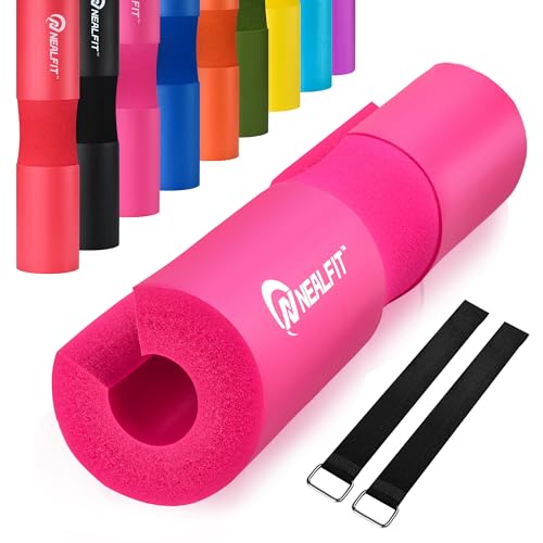 NEALFIT Barbell Pad Squat Pad for Squats—Squat Bar Pad—Great for Weightlifting,Lunges and Hip Thrusts—Foam Sponge Pad—Fit Standard and Olympic Bars Perfectly - color: Pink