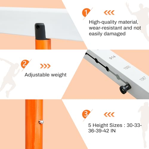 Blulu Adjustable Track and Field Hurdles Height Sports Training Hurdle with Counterweight Heavy Duty Track and Field Equipment Practice Training from 30 to 42 Inch for Athletes Adults - color: orange