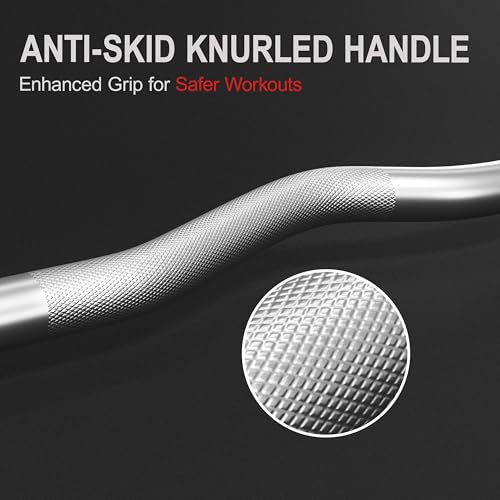Yaheetech Curl Bar with Weights Adjustable W-Shaped Barbell Home Gym Set | Knurled iron bar with concrete-filled hdpe plates, star locks adjust weight for compact, gym-free strength training at home - size: 66 lbs