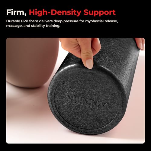 Sunny Health & Fitness 18" Black High-Density Yoga Foam Roller | Muscle Relief, Physical Therapy, Post-Workout Recovery, Improved Flexibility, Home, Gym, Rehab Use, Full-Body Use - color: Black, size: 18-Inch