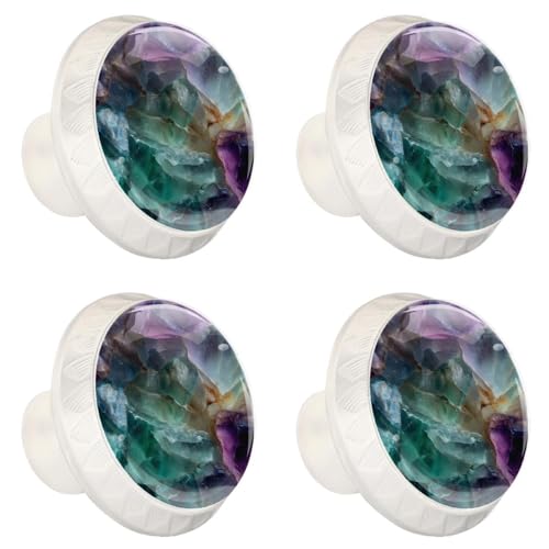 4 Pack White Cabinet Knobs Round Drawer Pulls, Agate Marble Drawer Handles, Kitchen Hardware for Dresser Drawers Closets Cupboard Bathroom Bedroom Home Decor - color: Agate Marble