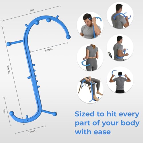 Detachable Trigger Point Massage Tool for Body Muscle Pain Relief | Button-Release Design, S/C, Massage Hook for Back, Neck & Shoulder, Pressure Point Therapy Tool for Deep Tissue Relief - color: Blue, size: Medium