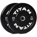 Titan Fitness Economy Series Black Olympic Bumper Plates, Durable Rubber Exterior with Steel Core, Weightlifting and Strength Training Weight Plate - size: 25 LB Pair