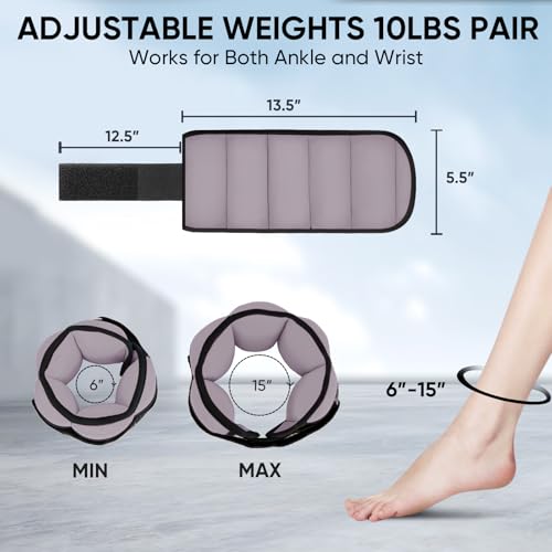 APEXUP Adjustable Ankle Weights for Women and Men, Modularized Leg Weight Straps for Yoga, Walking, Running, Aerobics, Gym, Physical Therapy - color: Pastel Purple, size: 5 lbs x2