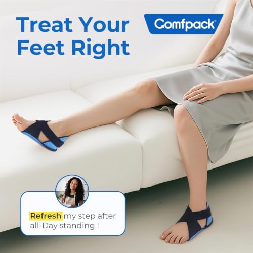 Comfpack Plantar Fasciitis Relief Ice Packs, 2PCS Heel Ice Pack Warp for Pain Relief with Heel & Sole Gel Coverage, Adjustable Hot Cold Therapy Foot Ice Pack Wrap for Heel Spur, Achilles Tendonitis