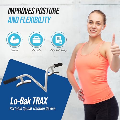 Lo-Bak TRAX by EZ-Bak Lumbar Spine Stretcher - Upper and Lower Back Stretcher for Herniated Disc & Sciatica Scoliosis - Portable Lumbar Traction Device for Spinal Decompression and Back Pain - color: Platinum