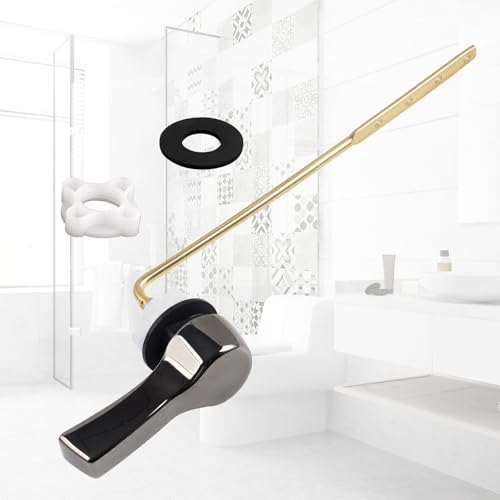 Hibbent Universal Metal Front Mount Toilet Handle Replacement Kit | Gunmetal Gray Solid Brass Toilet Flush Tank Lever, Stainless Steel Flapper Chains for Most Toilet Tanks - color: Gunmetal Gray, style: Upgraded Front Mount