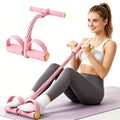 Pedal Resistance Band with Handle, 6-Tubes Tesistance Bands with Handles, Natural Rubber Foot Pedal Resistance Band, Multifunctional Exercise Bands for Abdomen, Waist, Leg, Arm - color: Pink