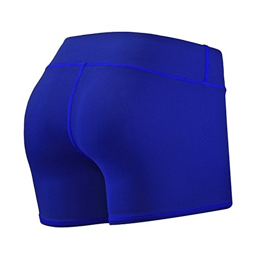 Tough Mode Women's 3" Athletic Workout Volleyball Running WOD Compression Shorts - color: Electric Blue, size: X-Large