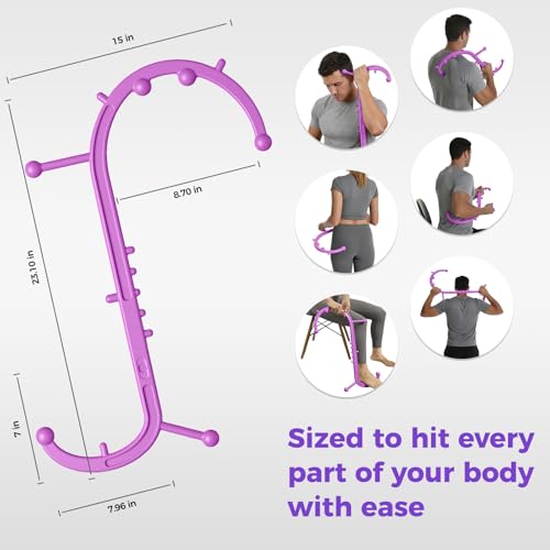 Detachable Trigger Point Massage Tool for Body Muscle Pain Relief | Button-Release Design, S/C, Massage Hook for Back, Neck & Shoulder, Pressure Point Therapy Tool for Deep Tissue Relief - color: Pink, size: Medium