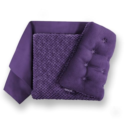 UNCN Wide Microwave Heating Pad with Washable Cover 9.5 x 16in Microwavable Hot Pad for Neck Shoulder, Cramps, Back Cordless Warm Compress Weighted Moist Heat Pack for Aches, Unscented - color: Dark Purple