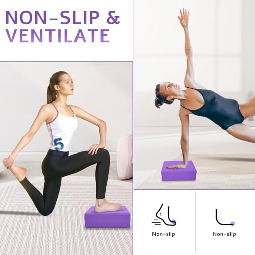 Yoga Blocks 2 Pack, Premium Yoga Brick Foam Blocks to Improve Strength, Flexibility & Balance, Light Weight - Safe and Stable Support for Yoga, Pilates, Meditation & Stretching - color: 2PACK-Deep Purple