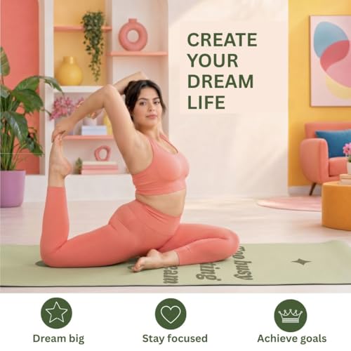 Non Slip Yoga Mat for Home Workout – Wide Green Exercise Mat for Hot Yoga, Large Travel Yoga Mat for Pilates, Stretching Equipment and Fitness Training, Extra Thick Yoga Matt for Women