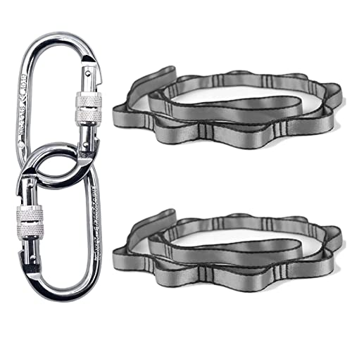 PRIOR FITNESS Yoga Straps Aerial Hammock Accessory Set, 2pcs Carabiner + 2pcs Daisy Chain r, Aerial Silk Hardware with Carabiner Daisy Chain for Yoga Swing Pilates