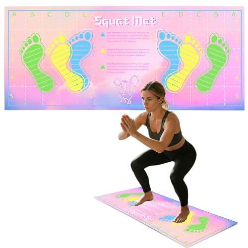 Non-Slip Squat Mat with Foot Position, Anti Slip Training Mat, Professional-Grade Exercise Mat Perfect for Squats, Squat Pads Can Activate Muscles, Versatility and Safety for Home Fitness Enthusiasts 31.5'' X 13.8'' - color: Pink