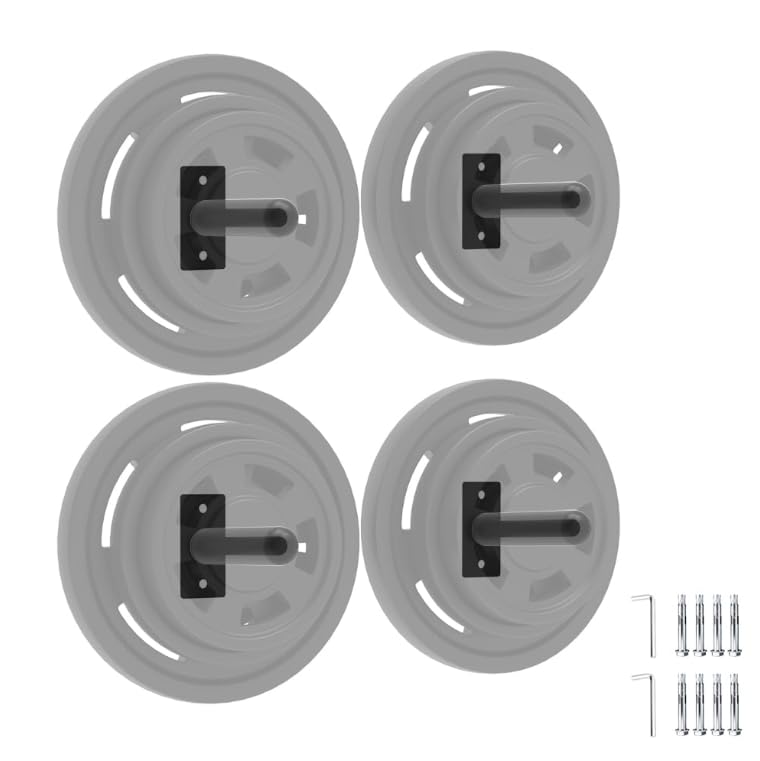 Wall Mounted Weight Plate Holder for 1" Plates, Heavy Duty Steel Powder Coated with Rubber Pads, Space Saving No Assembly Needed Tilt Up Design for Home Gym Wall Storage - size: 2 Inch