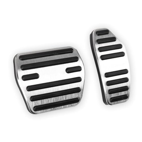 LEXLEY,with Kicks Logo 2PCS Anti-Slip Aluminum Brake Gas Pedal Pads,Auto No Drilling Accelerator Pedal Covers Only for Nissan 2018-2025 2026 Kicks-Sliver - color: SILVER