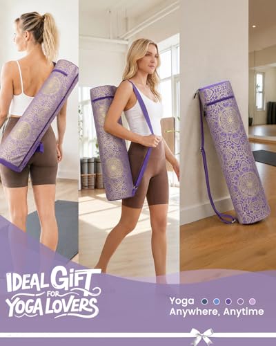 Gonex Yoga Mat Bag with Full-Zip Design, Fits Most Mats | 600D Oxford Fabric, Wet Pocket, Front Zip Pocket, Adjustable Strap, Fits Mats up to 26" - color: Royal Purple