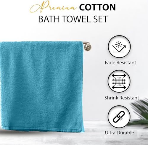 KAHAF COLLECTION 100% Cotton Bath Towels, 24x48 Pack of 6 Towels, Quick Dry, Highly Absorbent, Soft Feel Towel, Gym, Spa, Bathroom, Shower, Pool, Luxury Soft Towels (Aqua, 24x48-6 Pack) - color: Aqua, size: 24x48 - 6 Pack