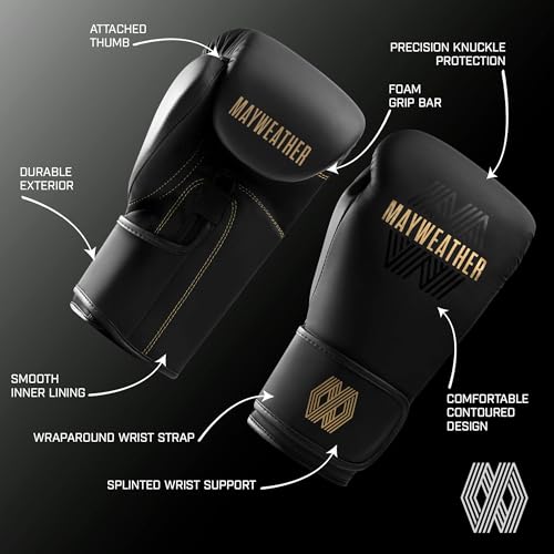 Mayweather Core Boxing Gloves – Bag Gloves, Boxing Mitts & Sparring Gloves for Men, Women | Beginner Training Gloves | Large-X-Large