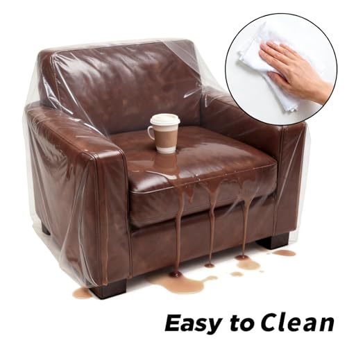 Plastic Chair Cover Furniture Cover with Elastic Band, Clear Recliner Cover Protector for Moving and Storage, Waterproof & Dustproof Moving Bags for Armchair Slipover 34W x 42D x 48H Inches (Chair) - size: Chair