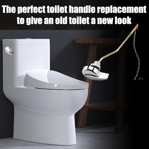 for TOTO Toilet Handle Replacement Parts Kit, Side Mount Toilet Flush Handle for TOTO Kohler Toilet Tank, Universal THU068#CP Trip Lvr for St743S (Zinc Alloy & Copper Lever) - color: Bright Silver(Bending shape)
