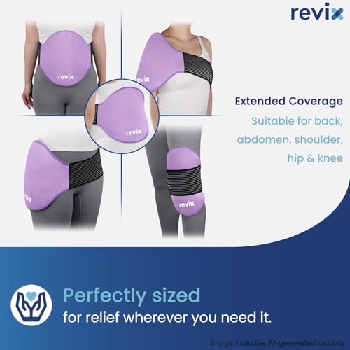 REVIX Extra Large Lower Back Ice Pack Wrap, 2 Pack Gel Wrap for Lumbar | Reusable Cold Gel for Sciatica & Waist Relief, 13.4 x 11 in, Hands-free Lumbar Wrap for Men & Women, Purple - color: Purple