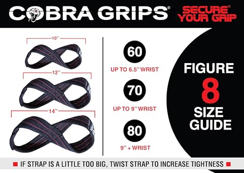 Deadlift Straps Figure 8 Loop Lifting Straps The #1 Choice for Power Lifters weightlifters workout Enthusiasts - color: Black with RED Strips, size: 60 cm Up to 6.0" Wrist Circumference