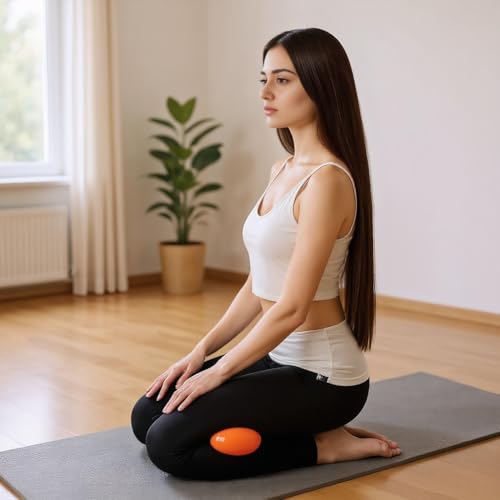 Yoga Massage Ball Smooth Ball – 4 inches Adjustable Firmness Massage Roller Method Balls for Back, Neck & Floor Therapy – Gentle Deep Muscle Relief for Sensitive Soft Tissue (Orange) - color: Orange