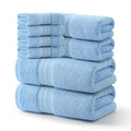 REDKISS 8 Piece Blue Towels Set - 100% Cotton Towels Set with 2 Large Bath Towels, 2 Hand, 4 Washcloths, 600 GSM Highly Absorbent Bath Towel Sets, Blue Quick Dry Shower Towel for Family Dorm Gym - color: Blue