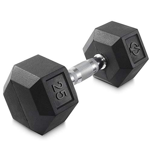 Philosophy Gym Rubber Coated Hex Dumbbell Hand Weights - style: 25 lb - Single