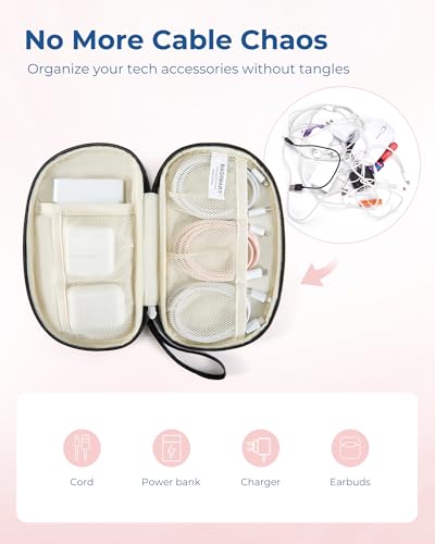 BAGSMART Travel Cord Organizer Electronics Case, Puffer Cable Organizer Bag Travel Essentials for Women, Small Tech Organizer Travel Case for Charger, Cable, Phone, Flash Drive Black - color: Single Layer Black