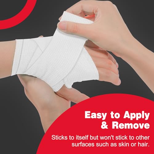 AZEN 16 Pack Self Adhesive Bandage Wrap Pink, 2" X 5 Yards Elastic Cohesive Bandage Wrap, Athletic Tape, Vet Wrap, Ankle Tape, Tattoo Grip Tape Wrap (White) - color: White, size: 2 Inch
