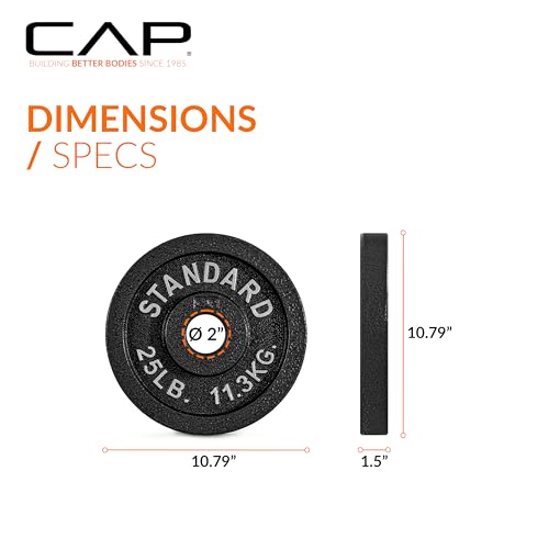 CAP Barbell 2-Inch Olympic Weight Plate | Multiple Options - size: 25 lb - Pair, style: Classic - Black