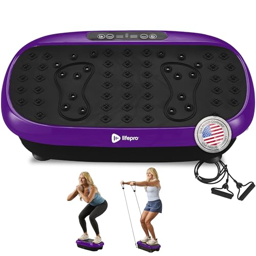 Lifepro HexaPlate Lite Vibration Plate Exercise Machine — Magnetic Acupoints, 99 Speeds & 10 Presets Vibration Platform Machine with Resistance Bands — Vibrating Plate for Lymphatic Drainage & Toning - color: Purple