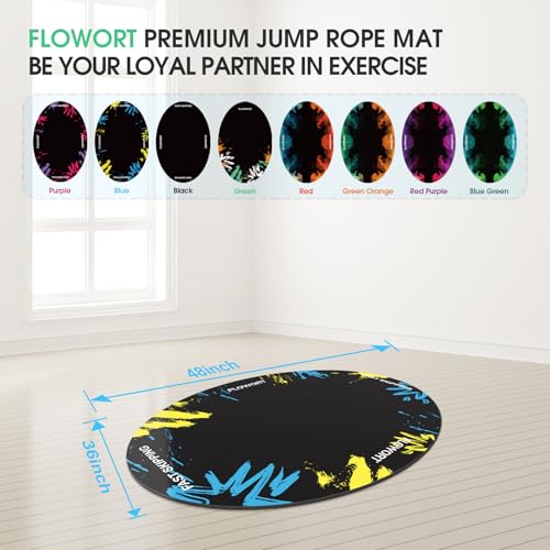 Cheete Jump Rope Mat Large Rubber Exercise Mat Indoor Outdoor Shock Absorbing Mat Non-Slip Oval Design for Floor & Rope Protection, Workout Mats for Home Gym Flooring - color: Blue