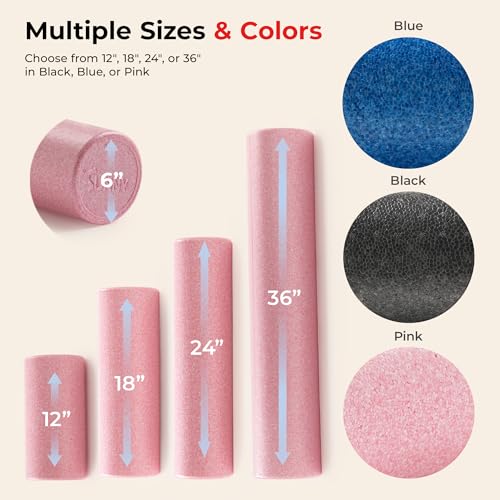 Sunny Health & Fitness 12" Pink High-Density Yoga Foam Roller | Muscle Relief, Physical Therapy, Post-Workout Recovery, Improved Flexibility, Home, Gym, Rehab Use, Full-Body Use - color: Pink, size: 12-Inch