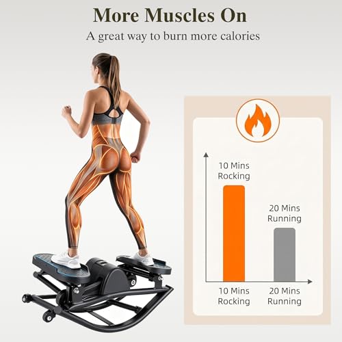Low-Impact Lateral Rocking Fitness Stepper for Knees and Joints,Home Workout Machine,Rock Stepper Machine with Digital Display,Track Time,Reps,Calories for Legs,Glutes,Abs - size: Black