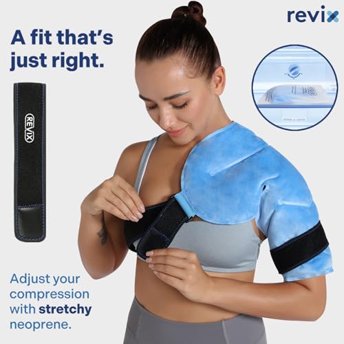 REVIX Shoulder Ice Pack for Rotator Cuff Cold Therapy, Arm Gel Ice Pack for Injuries Reusable, Flexible Cold Compression Wrap for Post-Workout Recovery, Fatigue and Shoulder Discomfort, Blue - size: Standard, style: Blue