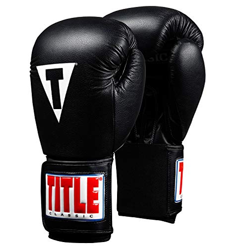 Title Classic Leather Elastic Training Gloves 2.0 - color: Black, size: 14 oz