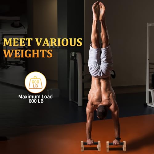 Push Up Bars Wooden Parallettes for Calisthenics Equipment, 600lbs Capacity Non-Slip Pushup Stands for Floor, Strength Training Handstand Blocks for Home Gym, Solid Wood Parallettes Bars - color: Pine Wood-30cm