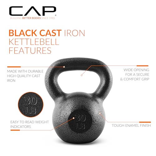 CAP Barbell Cast Iron Kettlebell - Singles and Sets, Multiple Weight Choices - size: 30.0 Pounds