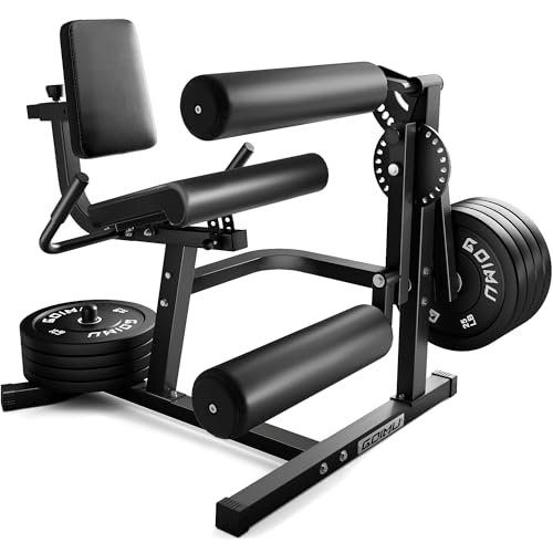 Leg Extension and Curl Machine, 4 in 1 Lower Body Workout Machine, Adjustable Leg Curl Machine with Plate Loaded, Leg Extension Machine with Exercise Bench, Home Gym Weight Machine - style: Black-Z2