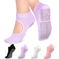 unenow Non Slip Grip Yoga Socks for Women with Cushion for Pilates, Barre, Home - color: 4 Pairs-black/White/Pink/Purple